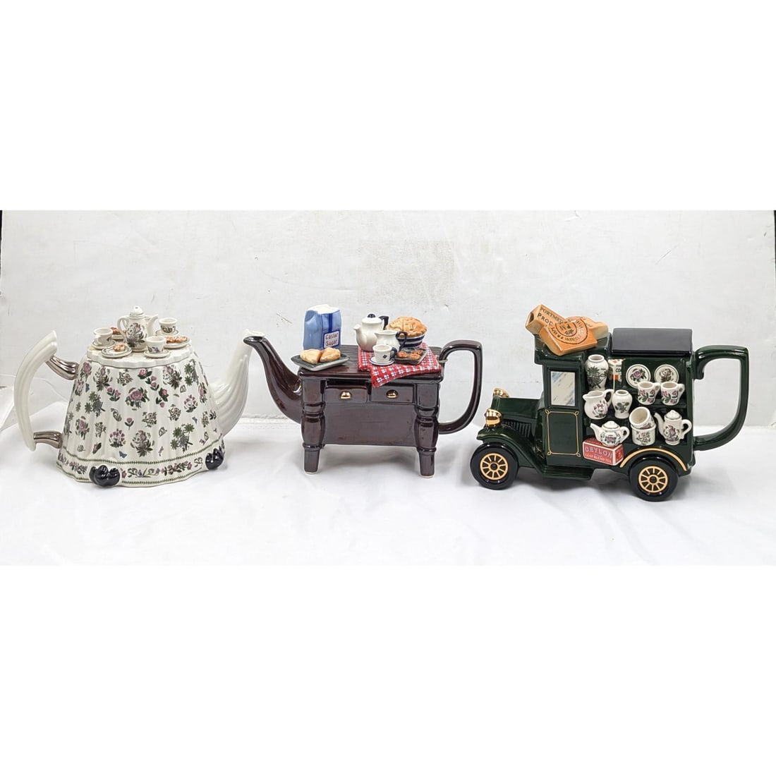 Lot Of 3 English Decorative Porcelain Teapots, Two Portmeirion (1 of 20)