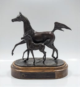 2004 Canadian National Arabian Horse Championship Mother & Mare Bronze Sculpture by Jill Mckinney