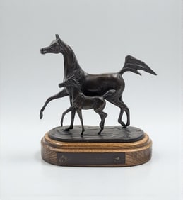 2004 Canadian National Arabian Horse Championship Mother & Mare Bronze Sculpture by Jill Mckinney