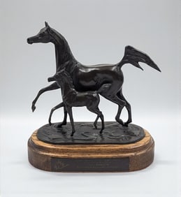 2005 Canadian National Arabian Horse Championship Mother & Mare Bronze Sculpture by Jill Mckinney