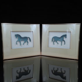 A Pair of Harris G. Strong Bronze Running Horse Relief Sculptures, 'Weathervane I' and 'Weathervane