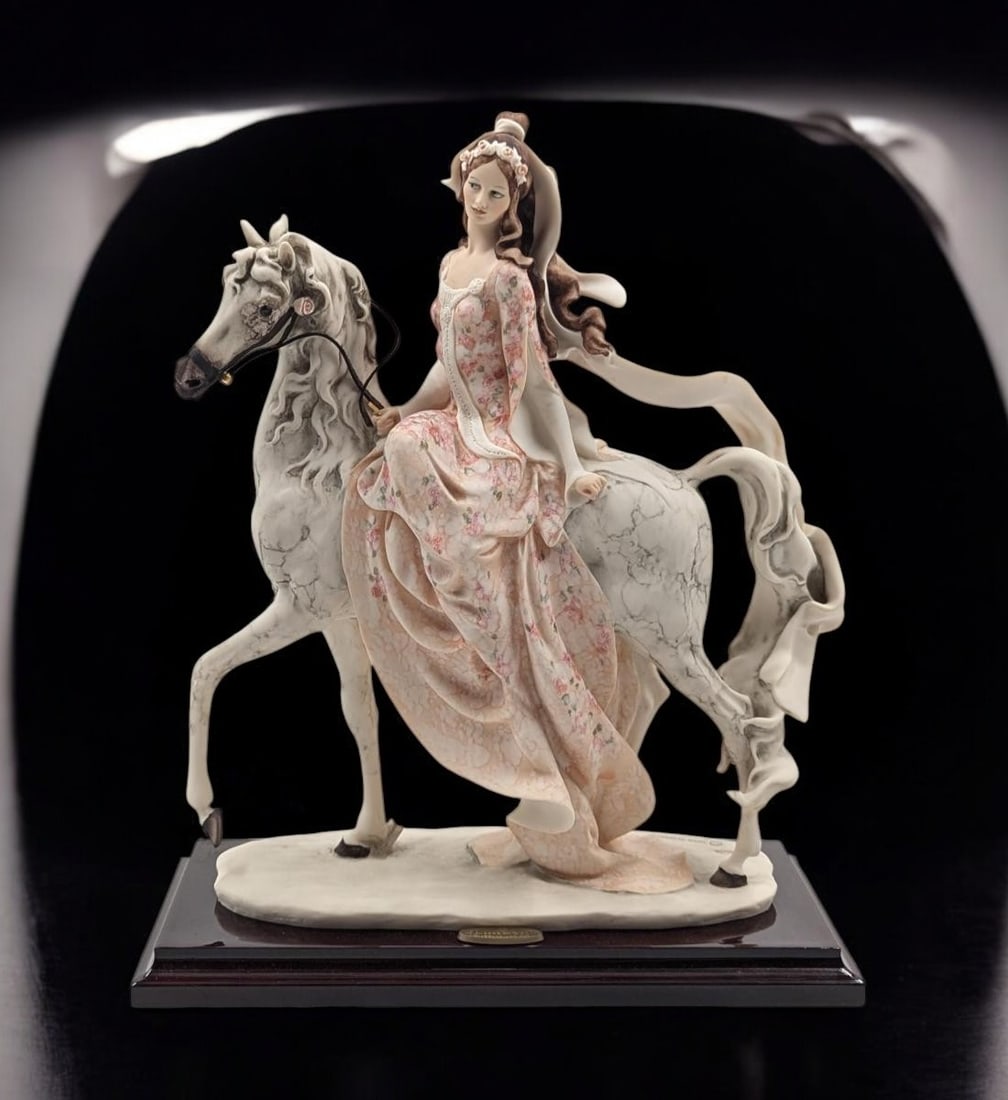 Capodimonte A. Belcari Figure Of A Lady On A Horse On A