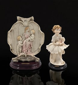 Giuseppe Armani Figurines: Pair Of Mother's Day Pieces, 2002 "Blossom" 1541C And 1993 Plaque 899C
