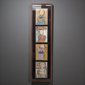 Lot Of 4 Bolivian Artist Graciela Rodo Boulanger Color Lithographs, Damaged Frame And Damaged Image