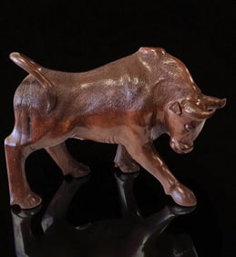 A Very Finely Carved Black Forrest Bull Figure