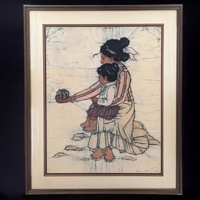 A Large Vintage Native American Textile Art Work by Judi Hubbard, 1986