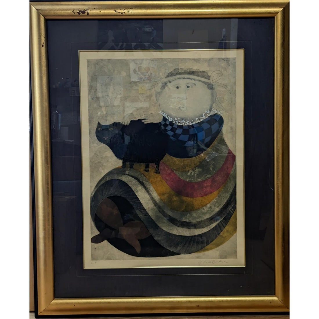 Large Pencil Signed Graciela Rodo Boulanger Artist Proof Colored Etching, "La Infanta Y Su Gato": Large Pencil Signed Graciela Rodo Boulanger Artist Proof Colored Etching, "La Infanta Y Su Gato" With COA. Measures approx. 47" X 38 1/2", Sight measures approx. 32" X 23 1/2". Provenance: A Single Ce