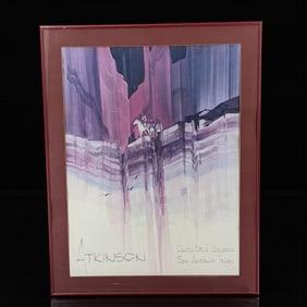 Pair Of Vintage Pencil Signed Michael Atkinson Exhibit Posters, SEE PICS 1 & 2