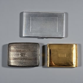 Lot Of 3 Vintage Gold And Silver Tone Cigarette Cases, Two American And One English
