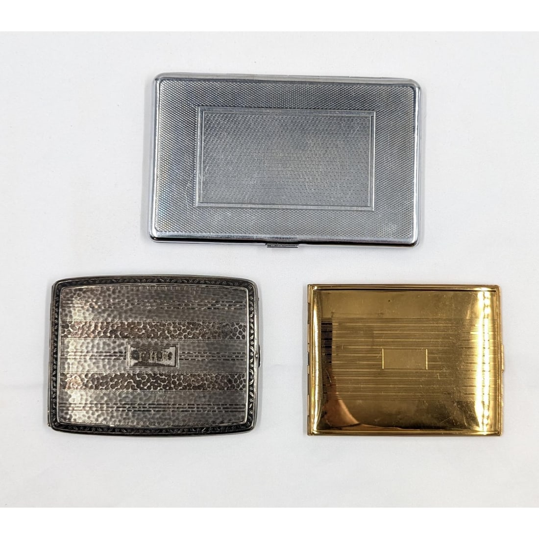 Lot Of 3 Vintage Gold And Silver Tone Cigarette Cases, Two American And One English (1 of 15)