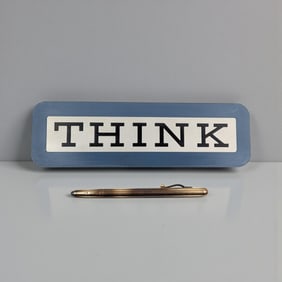 Pair Of Vintage IBM Honorary Pieces, IBM "Think" Sign And A 1948 Sterling Silver Mechanical Pencil