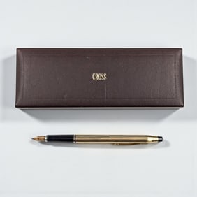 Vintage Cross Classic 10K Gold Filled Fountain Pen With 14K Gold Nib, Includes Case