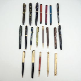 Large Lot Of Vintage Parker Fountain Pens And Mechanical Pencils, Used Condition, 20 Pens Total