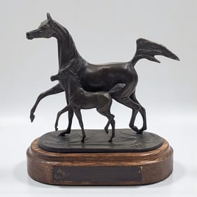 2004 Canadian National Arabian Horse Championship Mother & Mare Bronze Sculpture by Jill Mckinney