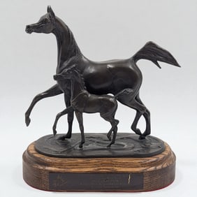 2005 Canadian National Arabian Horse Championship Mother & Mare Bronze Sculpture by Jill Mckinney