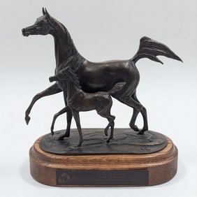2004 Canadian National Arabian Horse Championship Mother & Mare Bronze Sculpture by Jill Mckinney