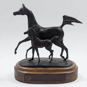 2007 Canadian National Arabian Horse Championship Mother & Mare Bronze Sculpture by Jill Mckinney