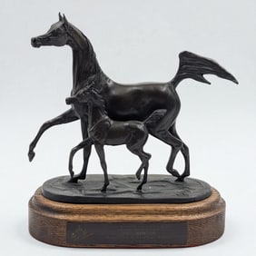 2005 Canadian National Arabian Horse Championship Mother & Mare Bronze Sculpture by Jill Mckinney