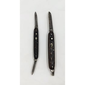 Pair Of Vintage Schrade Presto Spring Lock Switchblade Pocket Knives, One Damaged