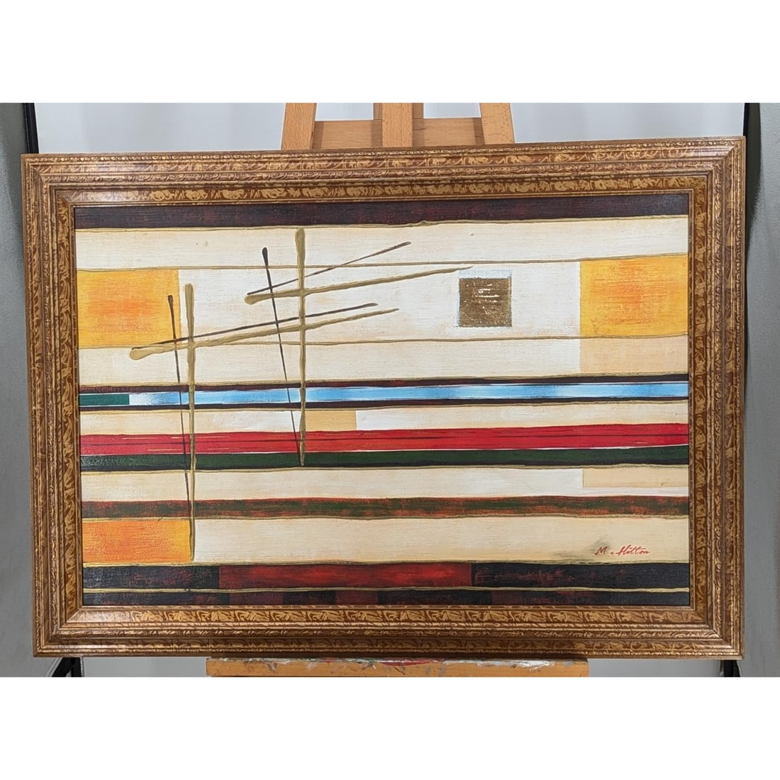 Large Signed M. Hilton Oil On Canvas Abstract Painting (1 of 9)