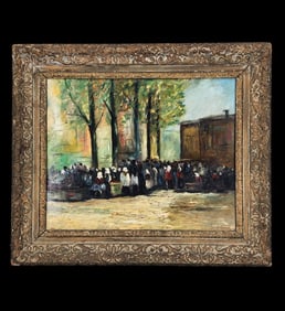 Giuseppe (Beppi) Ciardi (Italian, 1875-1932?) Oil On Board Painting, "MARKET SCENE"
