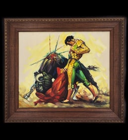 Signed D Cardenas (Mexico, 20th Century) Oil On Canvas,  "Matador In A Bullfight"