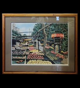 Pencil Signed Joseph Correale (American, 1926-2015) Limited Ed. Serigraph "MARKETPLACE"