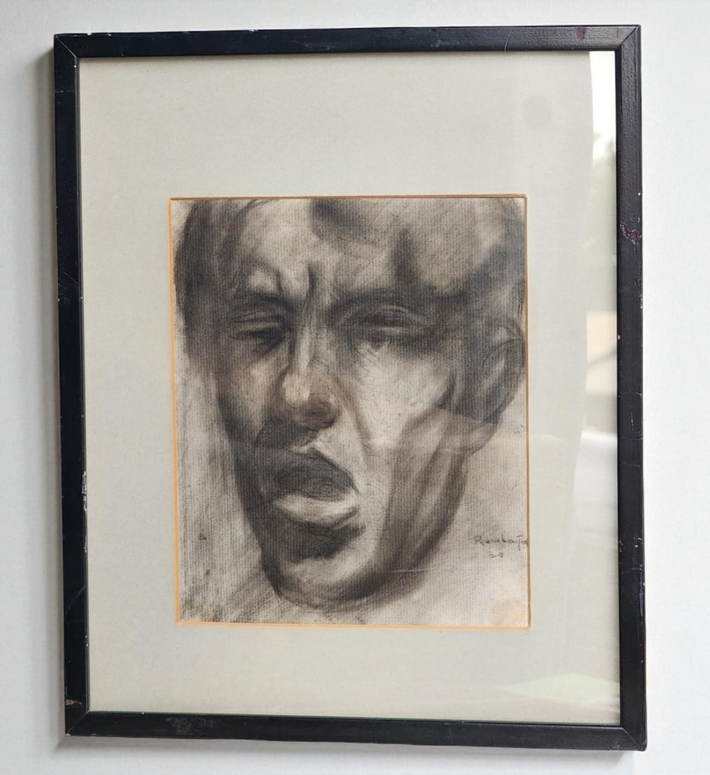 Signed & Dated Frantisek Reichental (American/European, 1895-1971) Charcoal Drawing, 1945 (1 of 11)