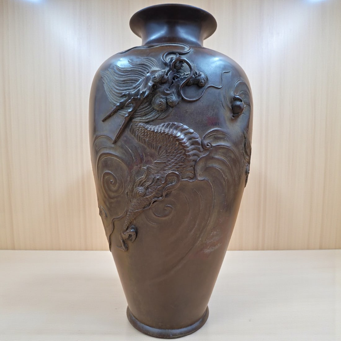Antique Japanese SIgned Meiji Bronze Dragon Vase (1 of 8)