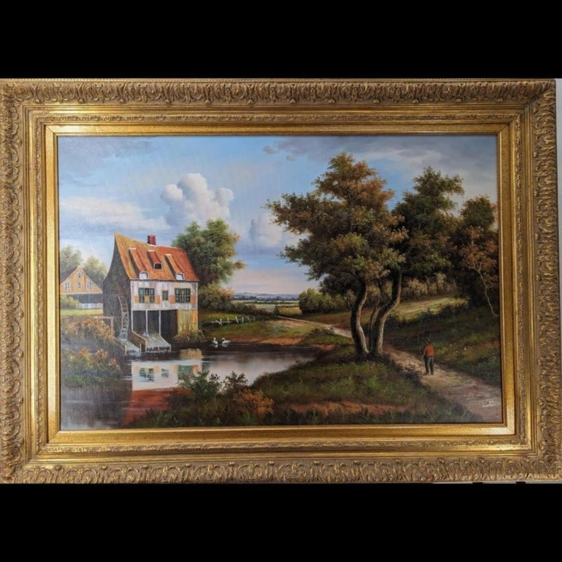 Signed John Pollins, 20th Century American Oil On Canvas Landscape Painting: Signed John Pollins, 20th Century American Oil On Canvas Landscape Painting. Measures approx. 32 1/2" X 44 1/2", Sight measures approx. 23" X 35". Please copy and paste the URL link below