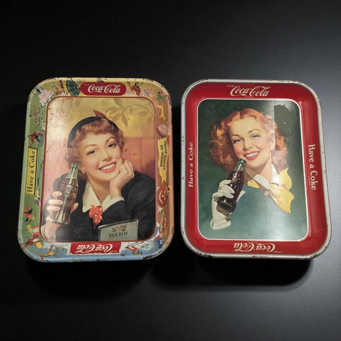 A Pair Of Vintage Coca-Cola Advertising Tin Trays (1 of 19)