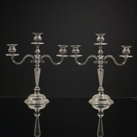 A Pair Of Victorian Style Candelabras, Possibly Silver Plated