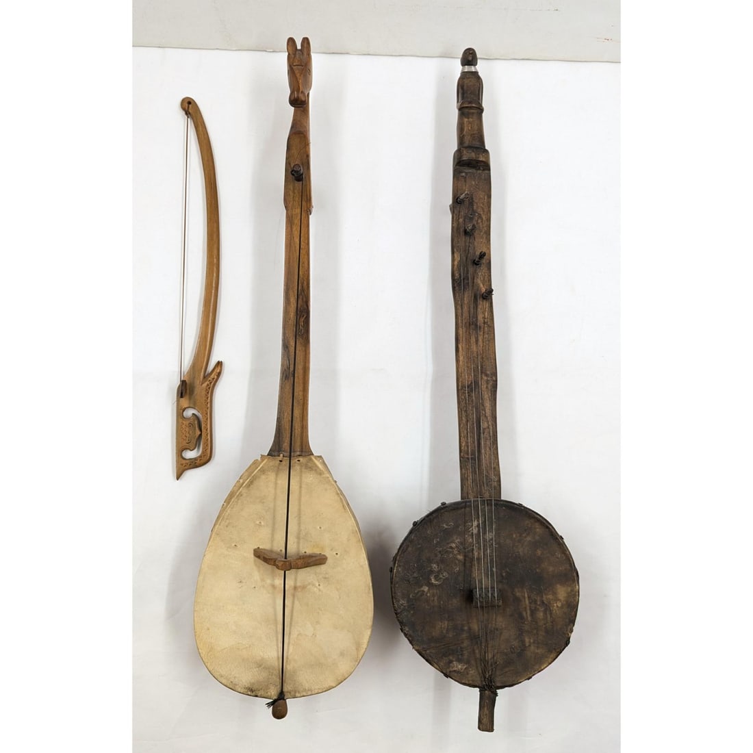 Pair Of Turkish Traditional Gourd Kabak Kemanes Stringed Instruments With Bow (1 of 20)