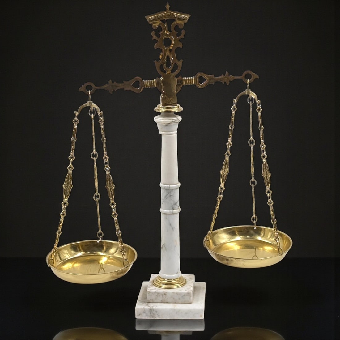 Vintage Giuliani Creations Brass And Marble Scales Of Justice, 1970s (1 of 13)