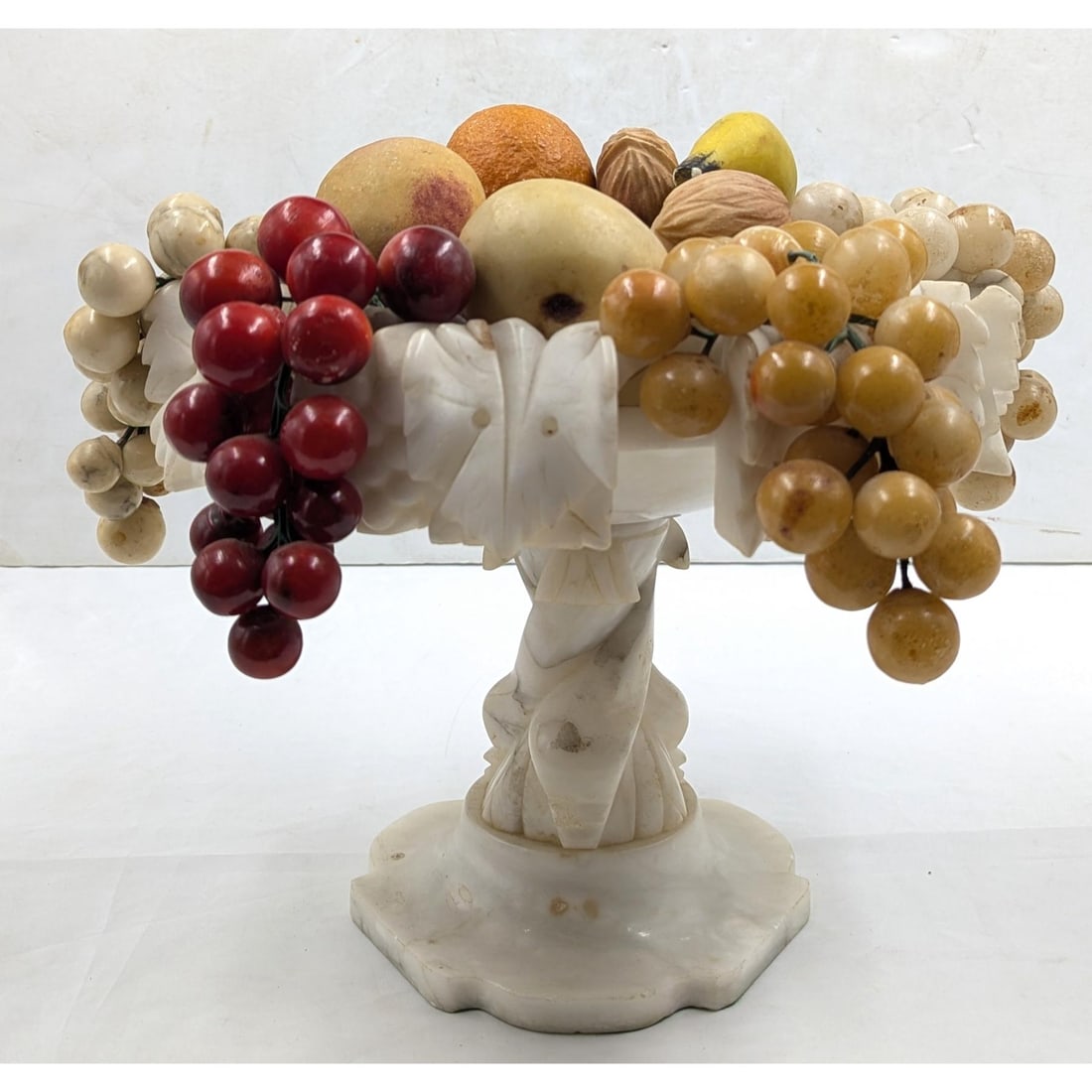 Large Mid-Century Art Deco Modern Italian Alabaster Centerpiece With Lucite / Marble Fruit And Nuts (1 of 17)