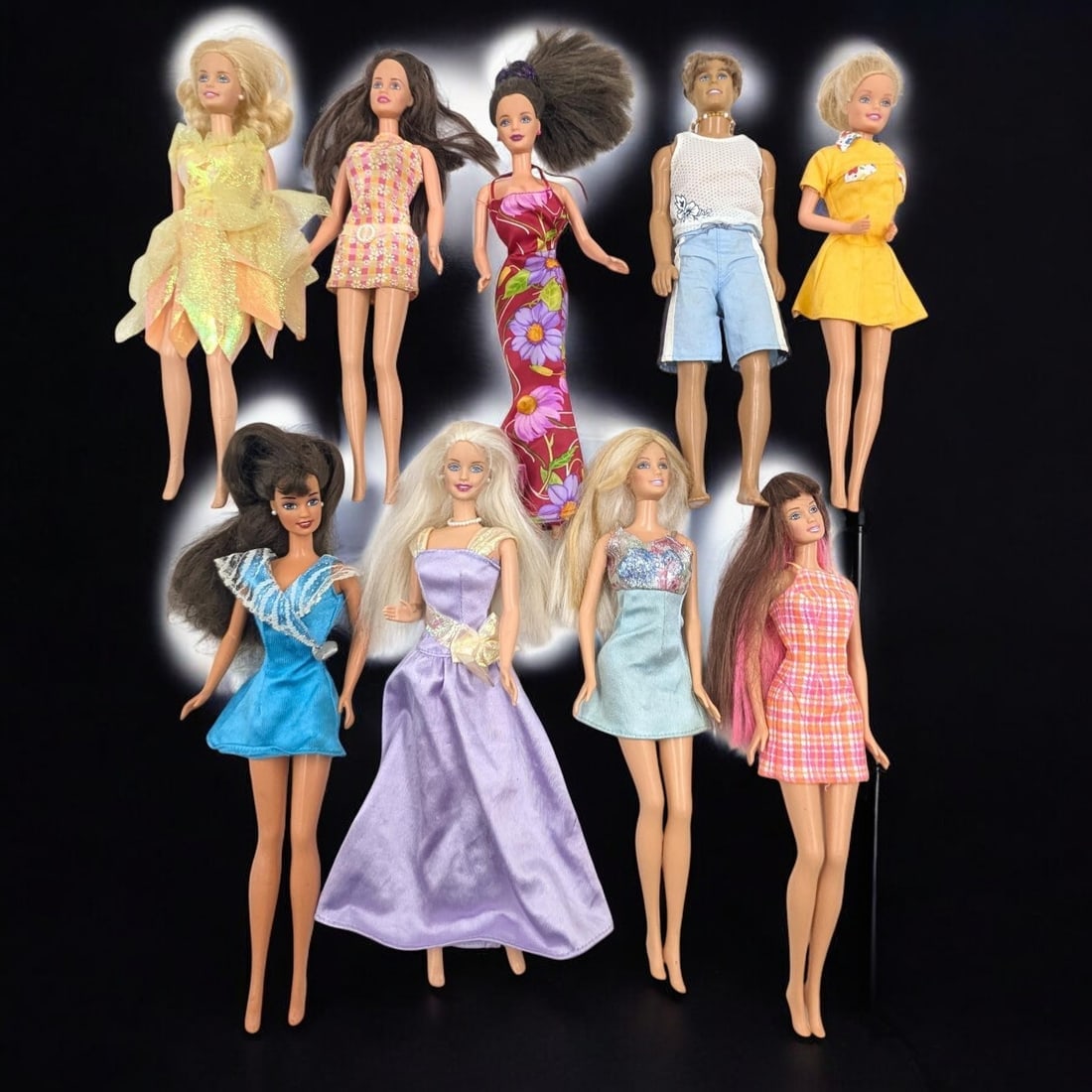 Lot Of 9 Vintage 1990s-2000s Mattel Barbie Dolls And Ken Doll, Used Condition (1 of 20)