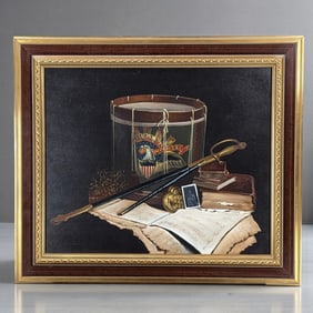 A Signed Oil On Canvas Civil War Drum Painting, In The Style Of John Duillo (American, 1928 - 2003)
