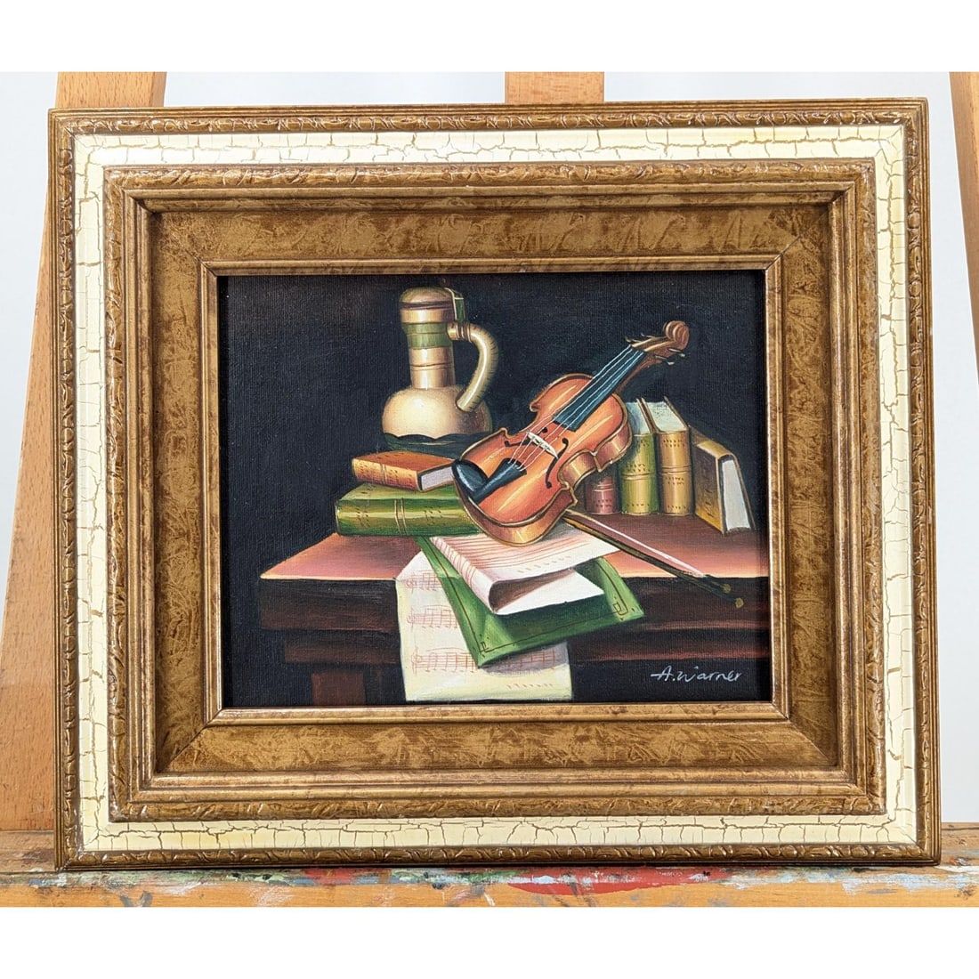 Signed American A. Warner Oil On Canvas Painting, 20th Century: Signed American A. Warner Oil On Canvas Painting, 20th Century. Measures approx. 13" X 15", Sight measures approx. 7 1/4" X 9". Please copy and paste the URL link below to review our Terms