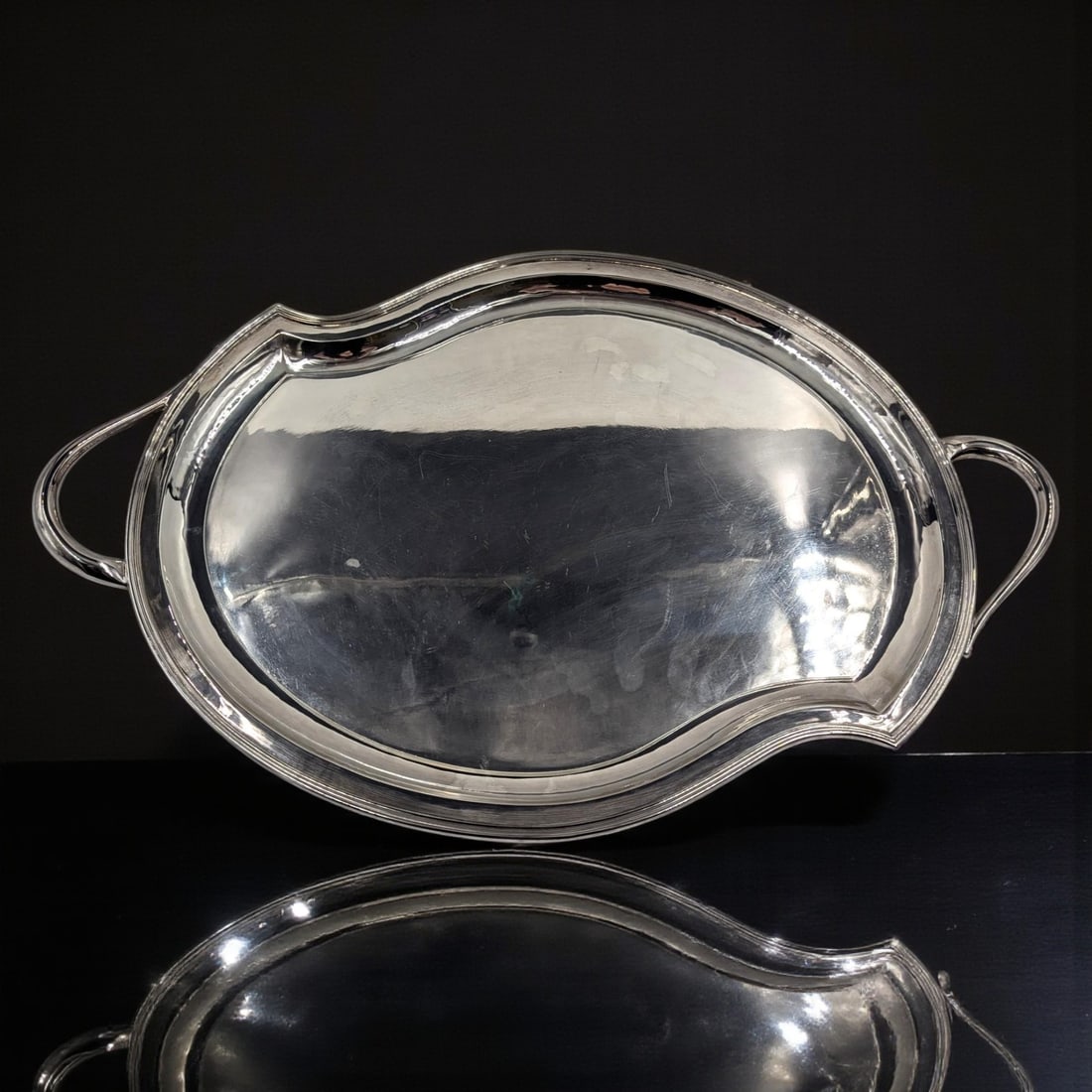 Vintage Mid-Century Modern Silver-Plated Serving Tray, Possibly Eugen Ferner (1 of 11)