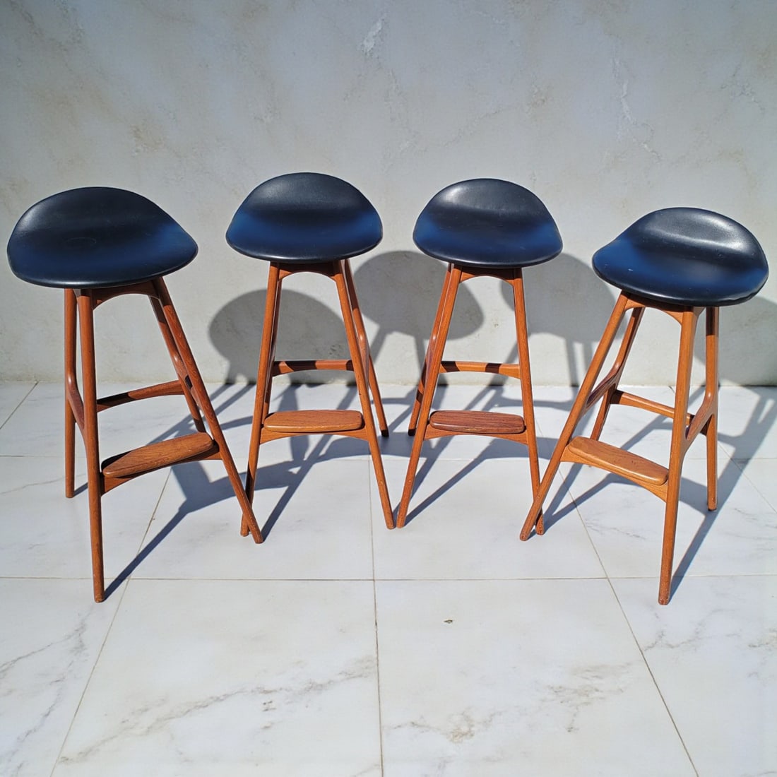 Set Of 4 Mid Century Erik Buch Teak Bar Stools (1 of 11)