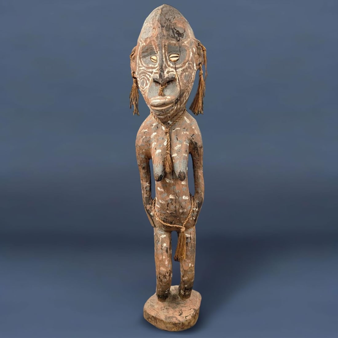 Large Antique Papua New Guinean Carved Wood Tribal Ancestor Figure: Large Antique Papua New Guinean Carved Wood Tribal Ancestor Figure. Measures approx. 34" X 8 1/2". Provenance: Artifacts were acquired from a private estate in South Florida. The estate owner being in