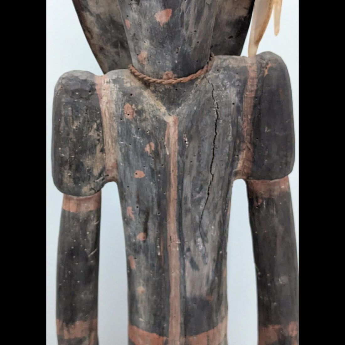 Large Antique Papua New Guinean Carved Wood Tribal Ancestor Figure With Headdress, Sepik River - 12