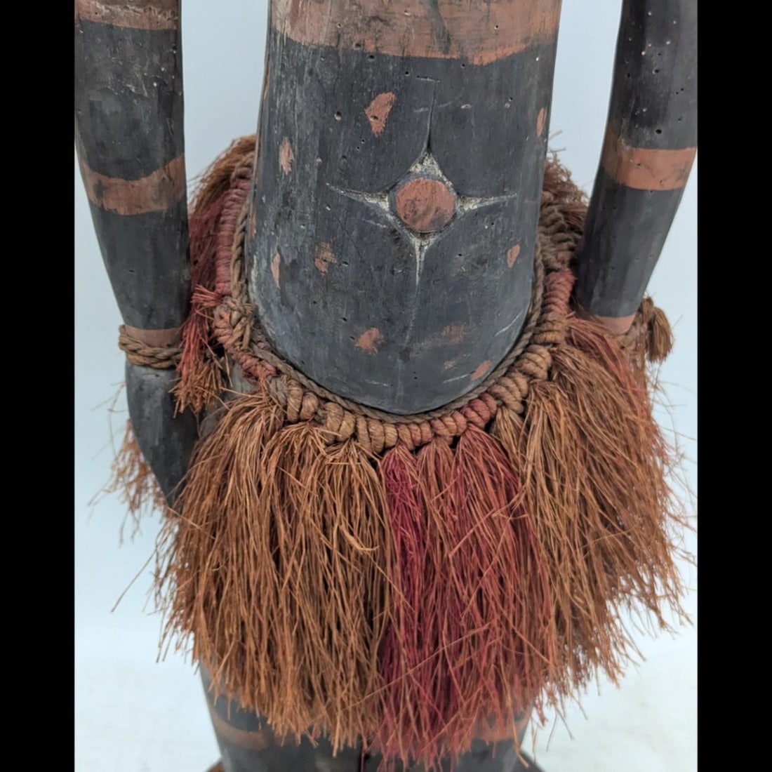 Large Antique Papua New Guinean Carved Wood Tribal Ancestor Figure With Headdress, Sepik River - 6