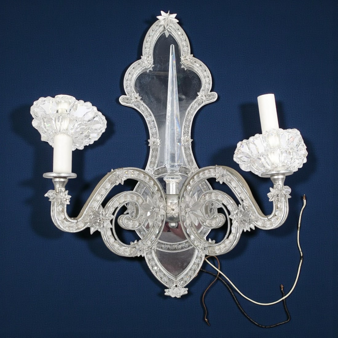 Vintage Mirrored Glass And Glass Beaded Two-Light Wall Sconce (1 of 16)