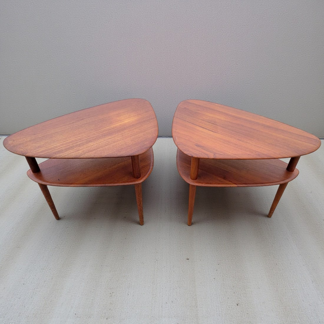 Pair Of Mid Century Teak Two Tier End Tables (1 of 9)