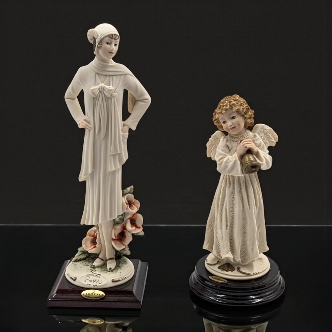 Giuseppe Armani Figurines: "Poppy" 1246F And "Cherub With Bell" 722F With Boxes: Giuseppe Armani Figurines: "Poppy" 1246F And "Cherub With Bell" 722F With Boxes. Boxes measure approx. 4" X 13" X 4". PLEASE NOTE, "Poppy" is not in her original box, please see pics. Plea