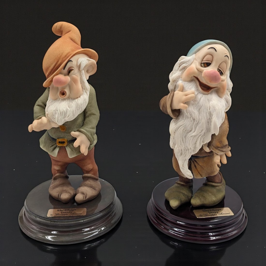 Signed Giuseppe Armani Figurines: Walt Disney's "Sneezy" 914C & "Sleepy" 915C With Original Boxes (1 of 16)
