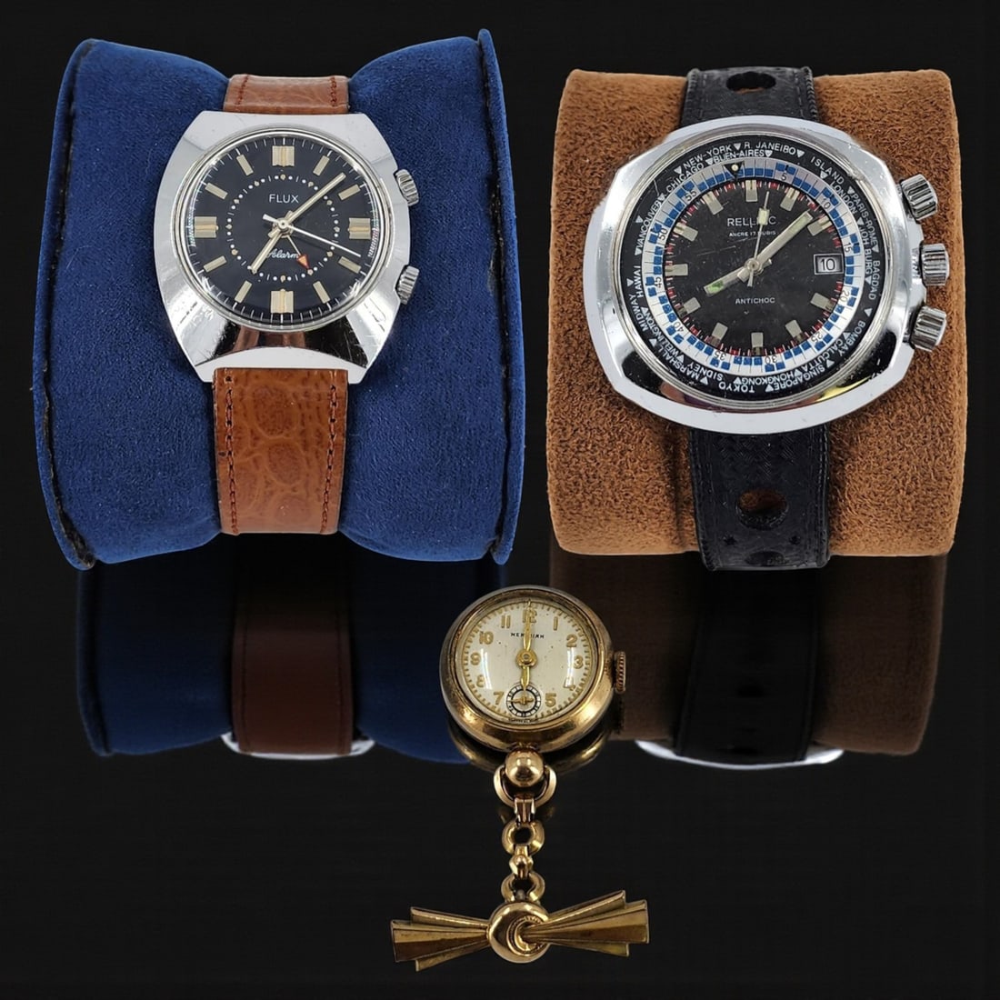 Lot Of 3 Vintage Watches, Two Men's Wrist Watches And A Ladies Lapel Watch (1 of 18)