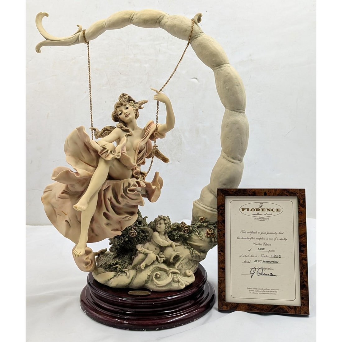 Large Giuseppe Armani Figurine: Limited Ed. 1235/5000 "Summertime" 485C With Box And COA: Large Giuseppe Armani Figurine: Limited Ed. 1235/5000 "Summertime" 485C With Box And COA. Box measures approx. 18" X 26" X 14". Please copy and paste the URL link below to review our Terms