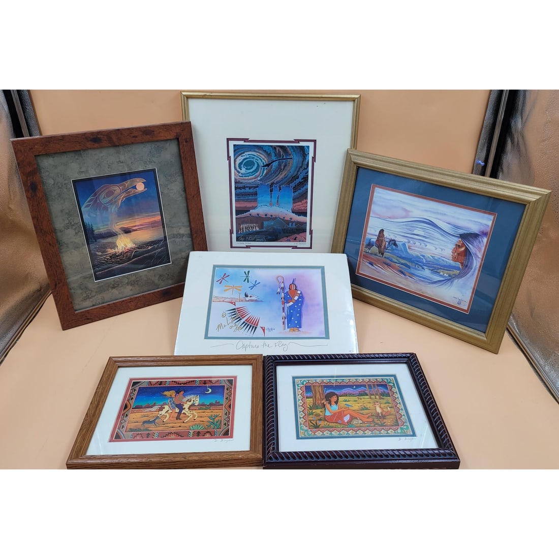 6Pc Artist Signed Digital Prints Of Native American Scenes (1 of 7)